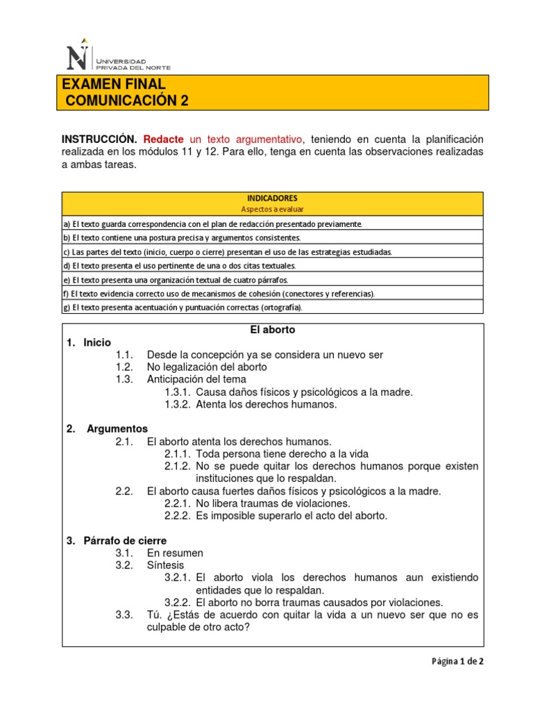Texto argumentativo del aborto Trauma psicólogico
