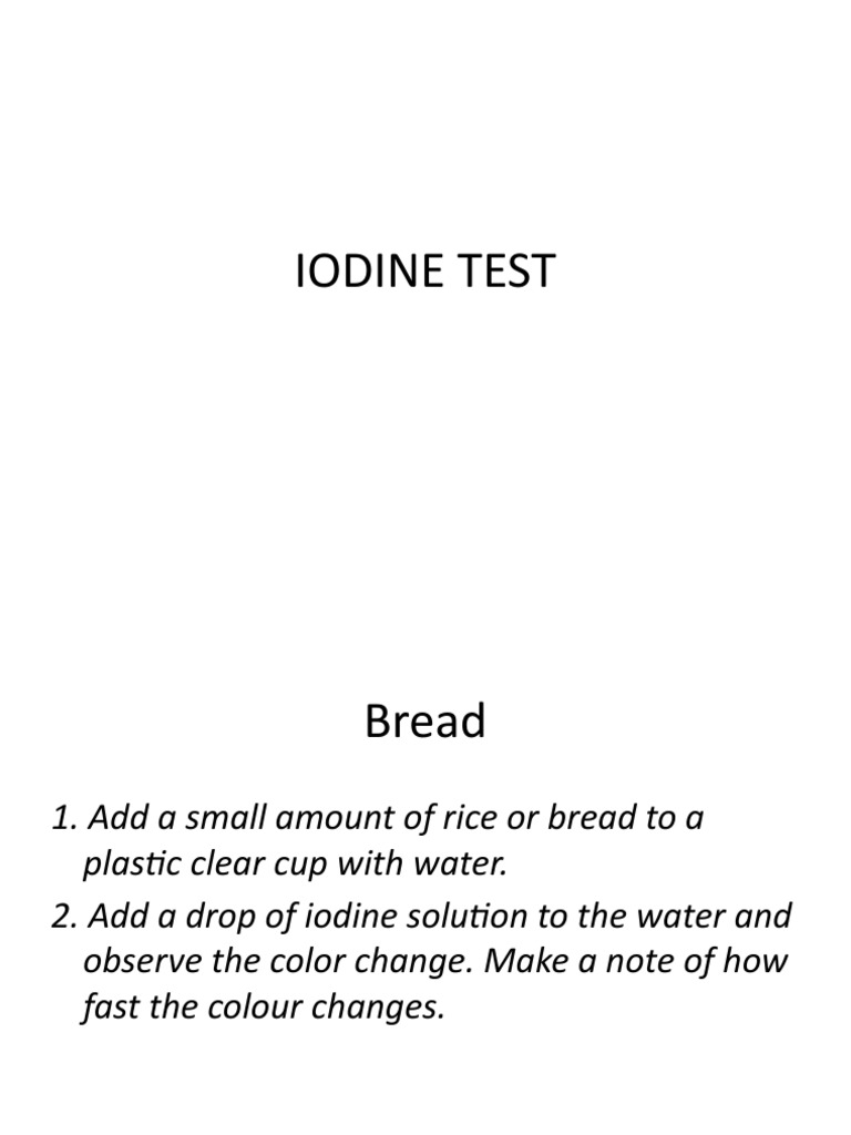Iodine Test PDF Breads Physical Sciences