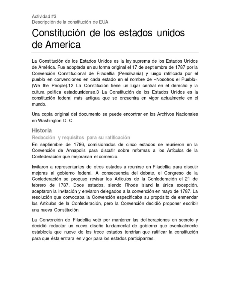 Actividad 3 | PDF | Constitución de los Estados Unidos | Ley constitucional