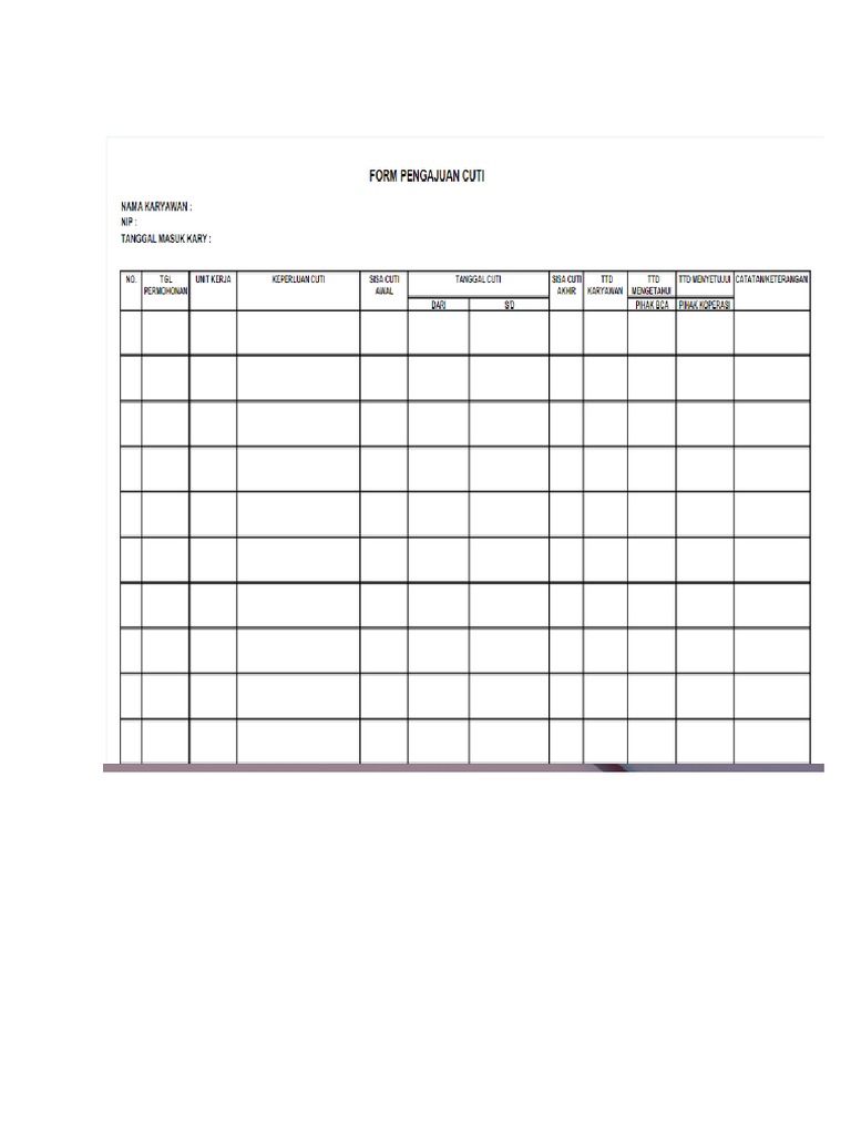 Template Form Cuti | PDF