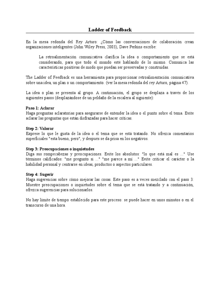 Ladder of Feedback in Spanish v2.0 | PDF