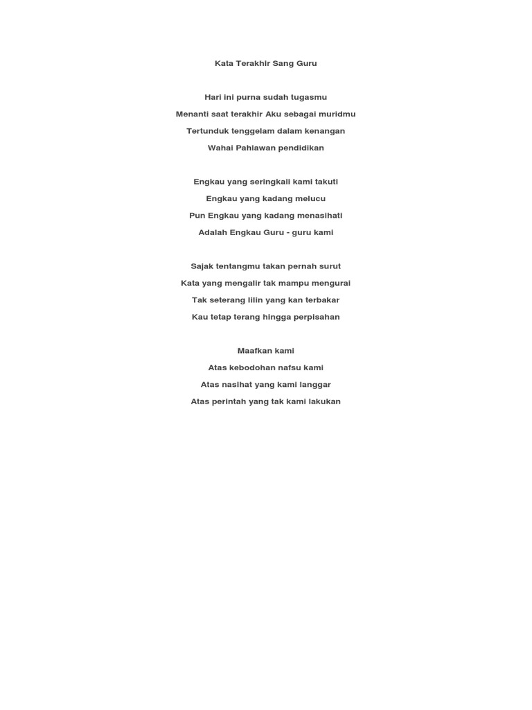 Kata Terakhir Sang Guru Pdf