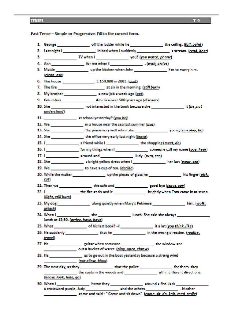 Past Continuous Homework PDF | PDF