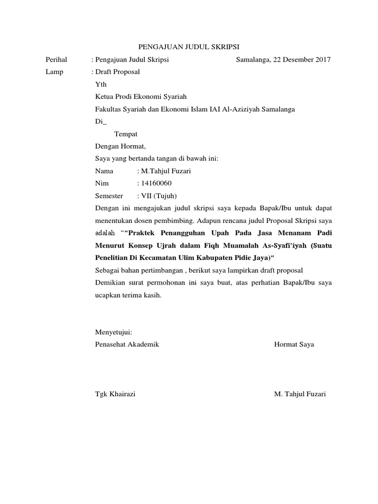 Pengajuan Judul Skripsi Pdf