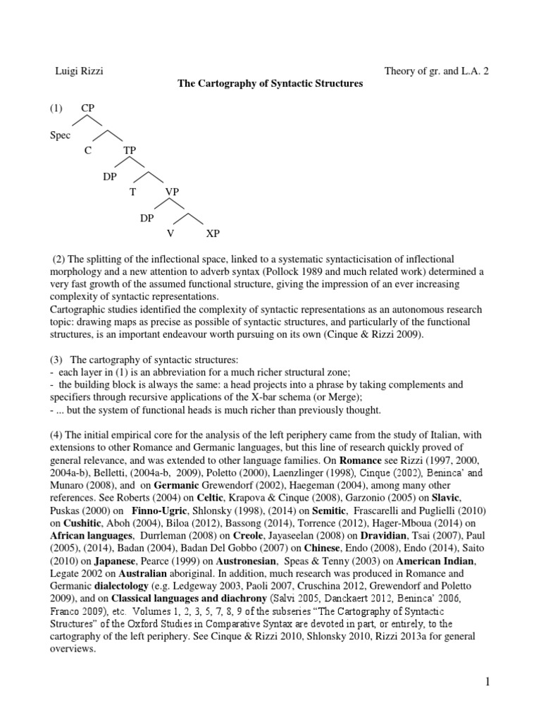 Cartography of Syntactic Structures | PDF | Perfect (Grammar) | Syntax
