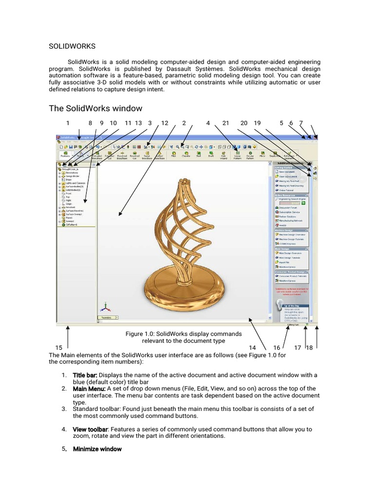 SolidWorks User Interface Overview | PDF