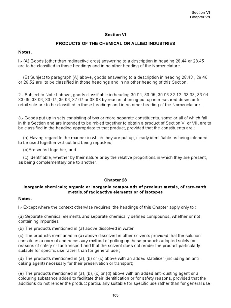 Products of The Chemical or Allied Industries Notes. Section VI PDF