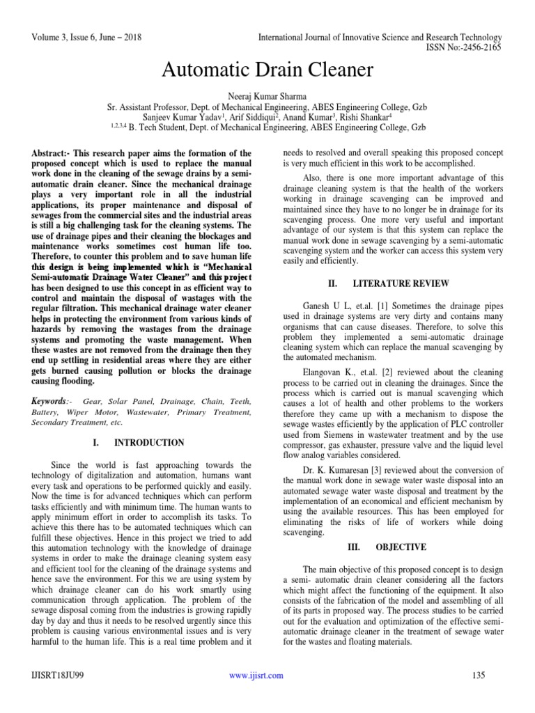 Automatic Drain Cleaner Sewage Treatment Automation