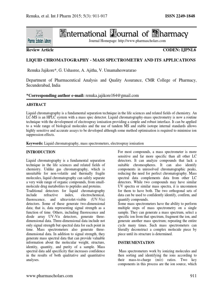 LC MS | PDF | Mass Spectrometry | Liquid Chromatography–Mass Spectrometry