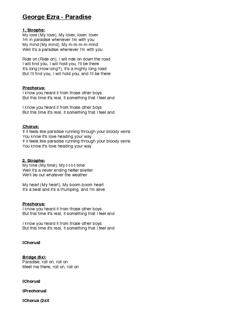 Paradise Lyrics | PDF