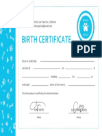 Pet Birth Certificate