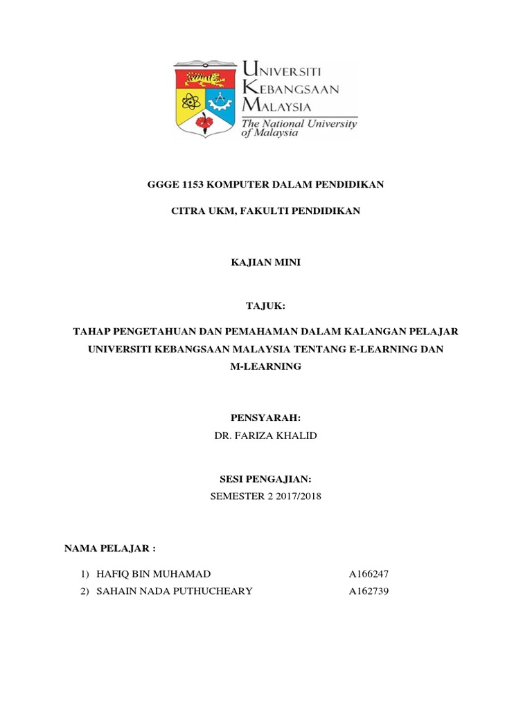 Laporan Kajian Mini E Learning Dan M Learning Pdf