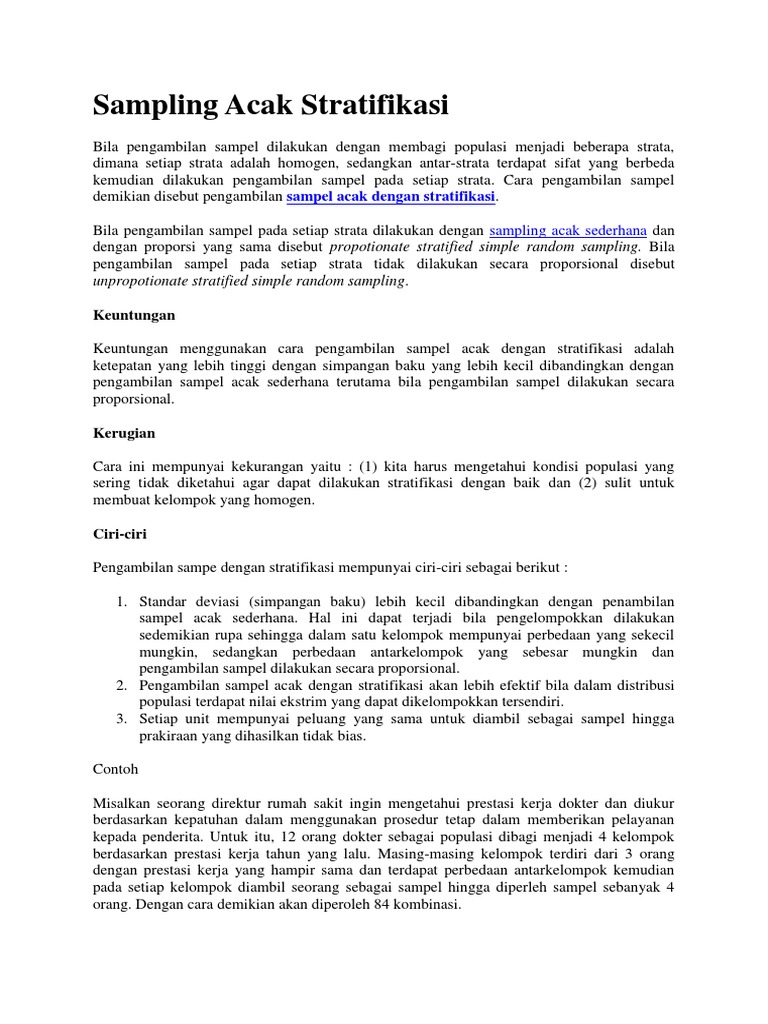 Sampling Acak Stratifikasi | PDF
