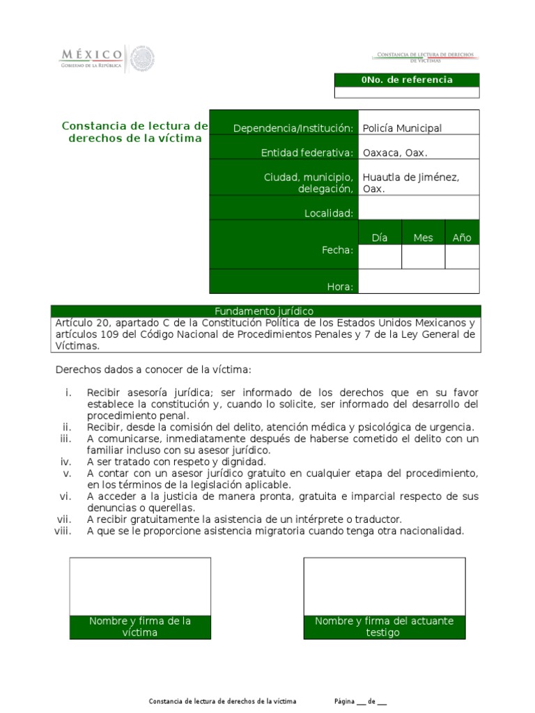 2. Constancia de Lectura de Derechos de La Víctima