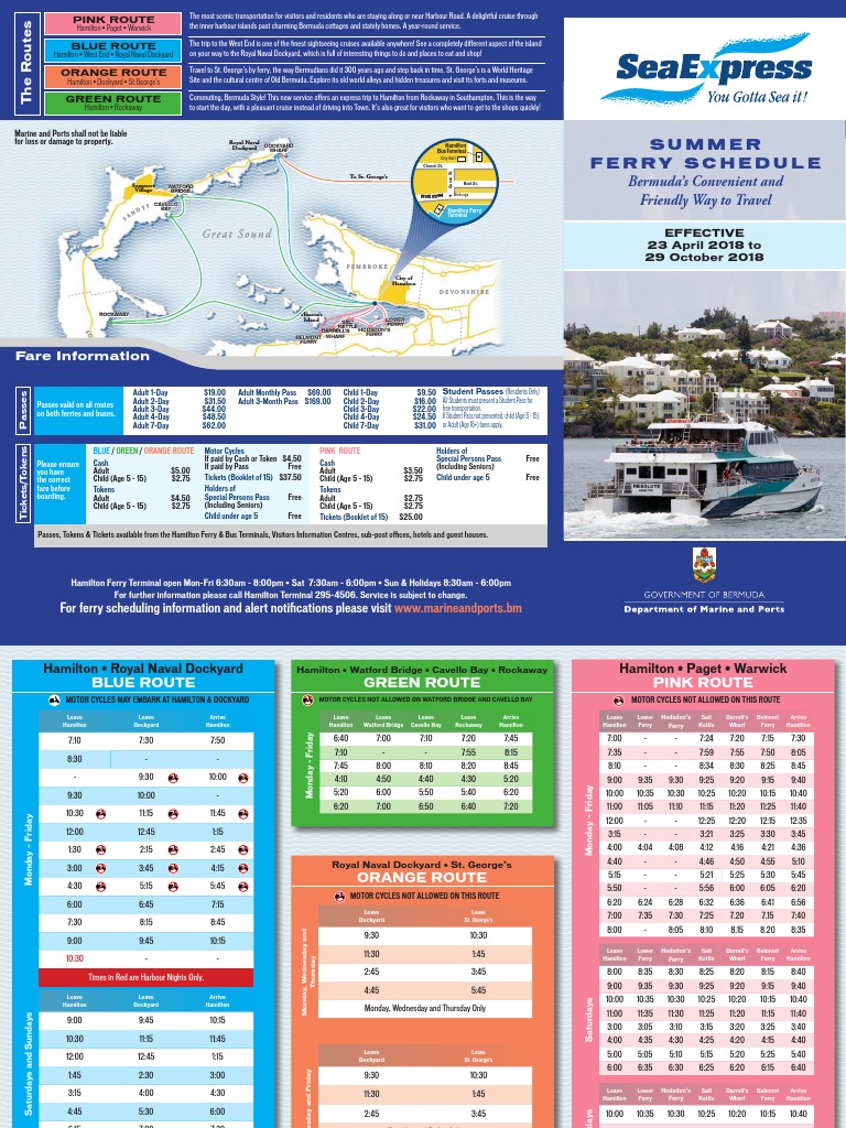 Summer Ferry Schedule 2018 Bermuda Transport