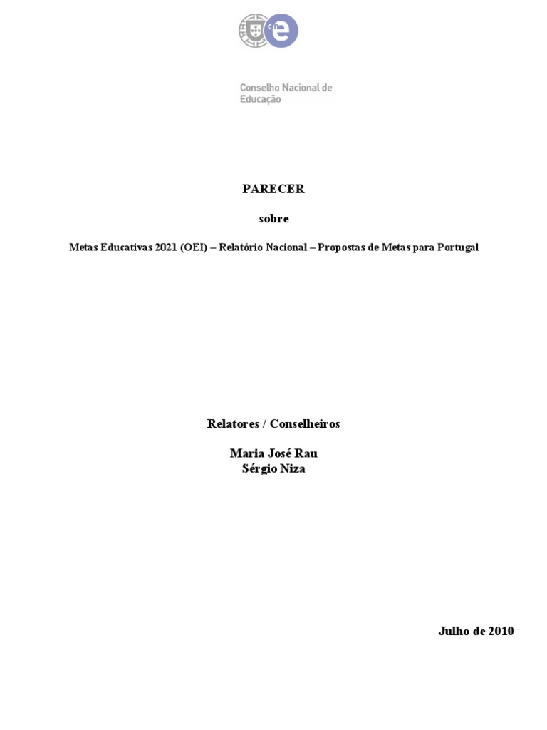 Propostas de Metas Educativas 2021 | PDF | Portugal | Ensino médio
