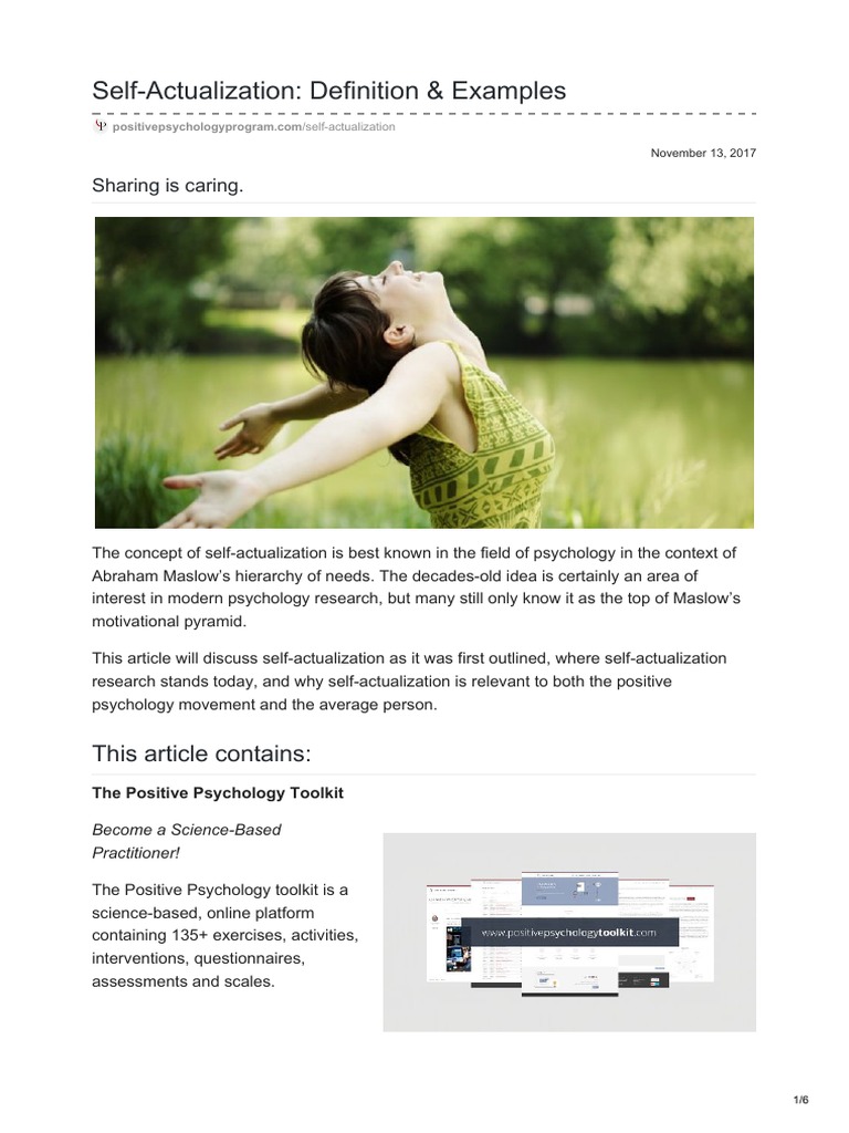 Positivepsychologyprogram Com Self Actualization Definition Amp Examples Self Actualization Positive Psychology