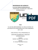 Uso Del Merchansiding y El Nivel de Ventas de Los Productos Huanuaqueños Ofrecidos en La Expo - Amazóica 2015 - 2016