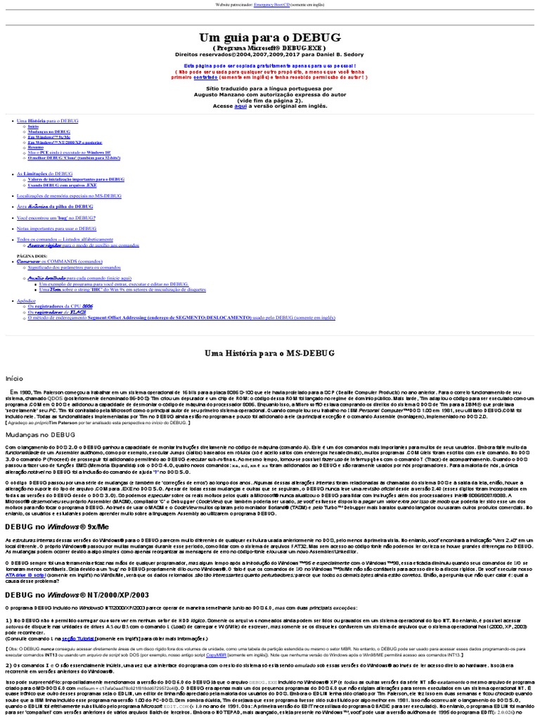 Guia Debug | PDF | DOS | Microsoft Windows