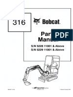 Bobcat 316 Excavator Parts Catalogue Manual SN 522811001 & Above PDF