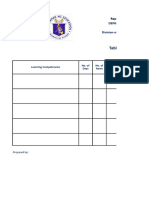 Table of Specifications