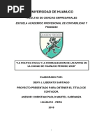 “LA POLITICA FISCAL Y LA FORMALIZACION DE LAS MYPES EN LA CIUDAD DE HUANUCO PERIODO 2018”