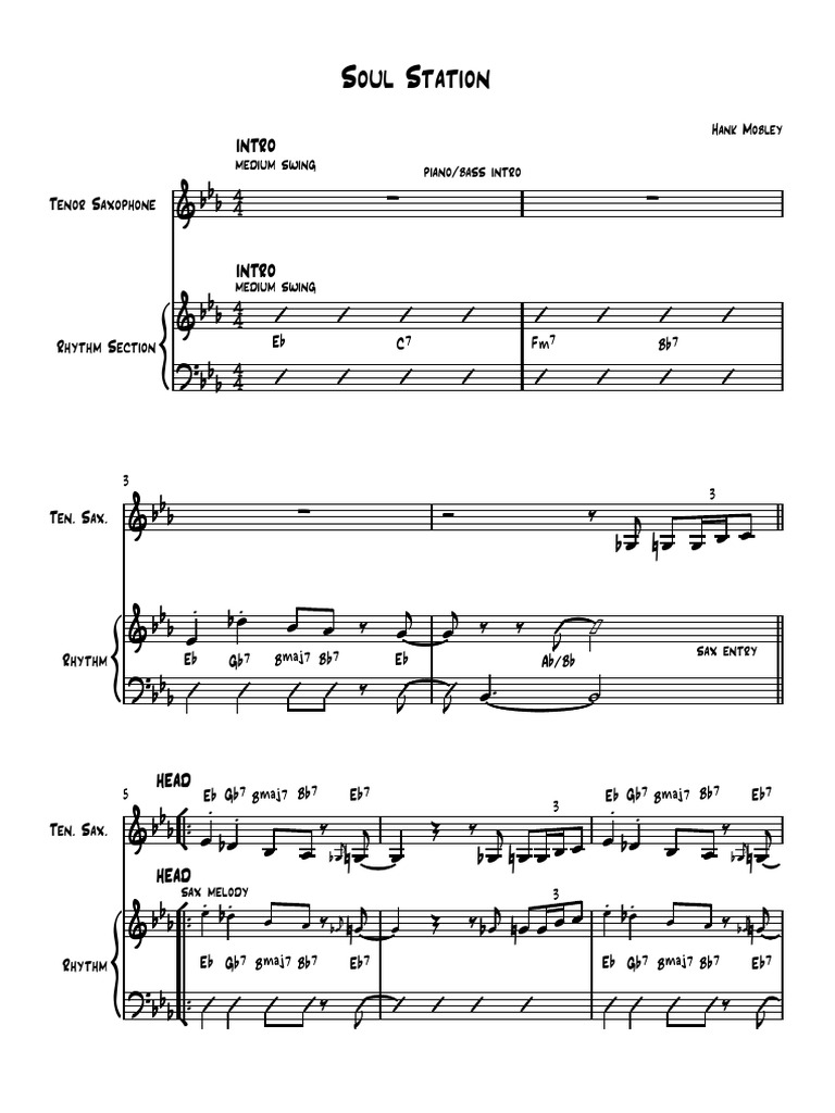 Soul Station Concert And Lead Sheets Saxophone African American Music