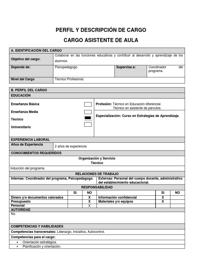 Funciones del Asistente de Aula | PDF | Salón de clases | Maestros