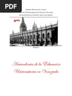 Antecedentes de La Educacion Universitaria en Venezuea