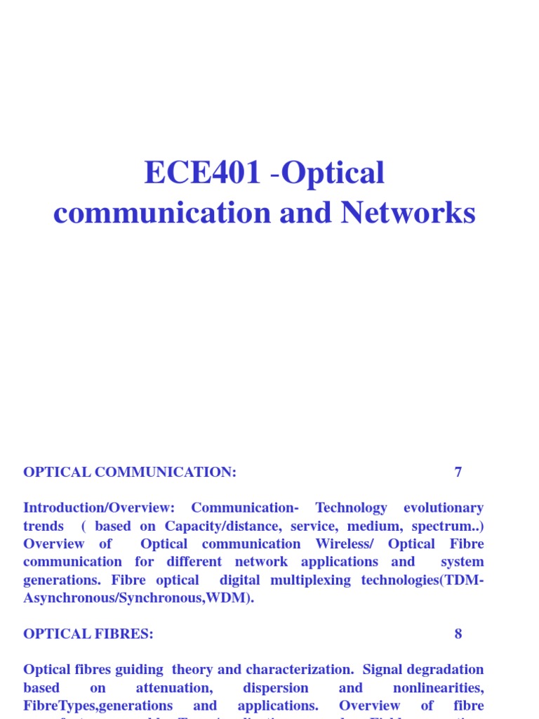 Introduction to Optical Communication | PDF | Optical Fiber ...