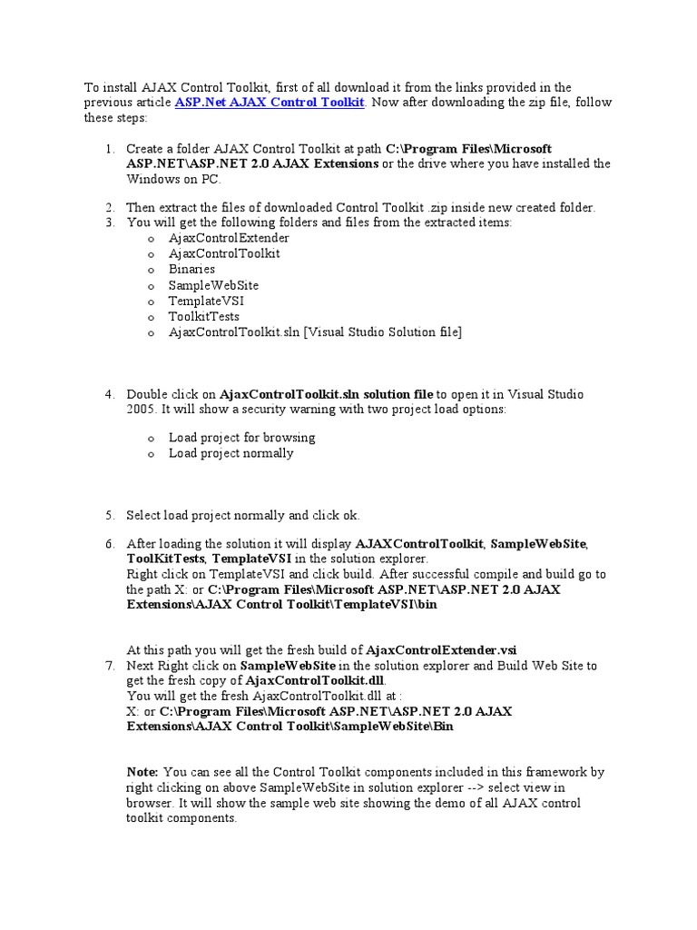 Installing AJAX Control Toolkit Guide | PDF | Microsoft Visual Studio ...