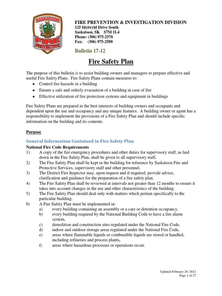 Fire Safety Plan PDF Fire Safety Fire Sprinkler System