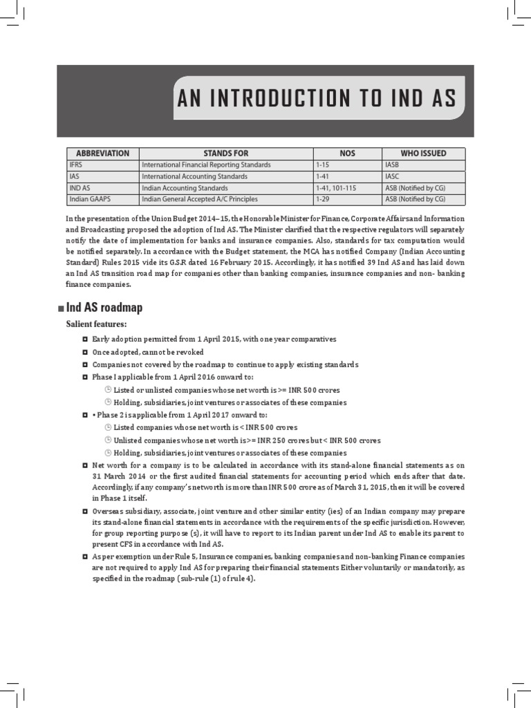 Ind AS Implementation Roadmap | PDF | International Financial Reporting ...