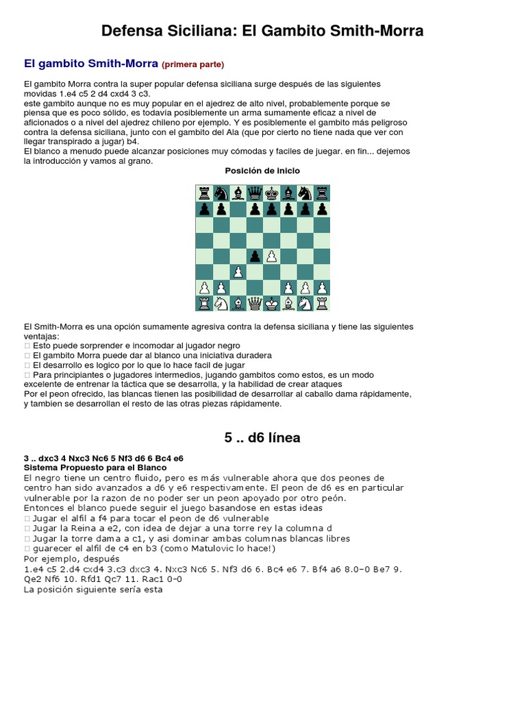 Gambito Smith-Morra en Defensa Siciliana | PDF | Juegos de mesa ...