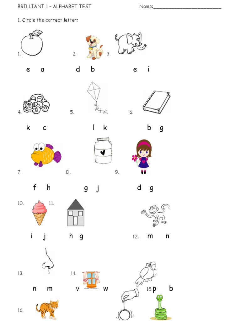 Alphabet Test Worksheet for Kids | PDF | Text | Western Calligraphy