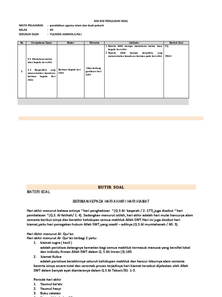 Download Contoh Soal Pg Pai Kelas Xii Semester 2 67 Background
