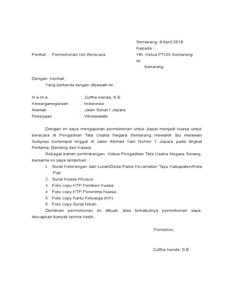 Contoh Surat Kuasa Insidentil | PDF