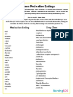 Common Medication Endings and Their Classes