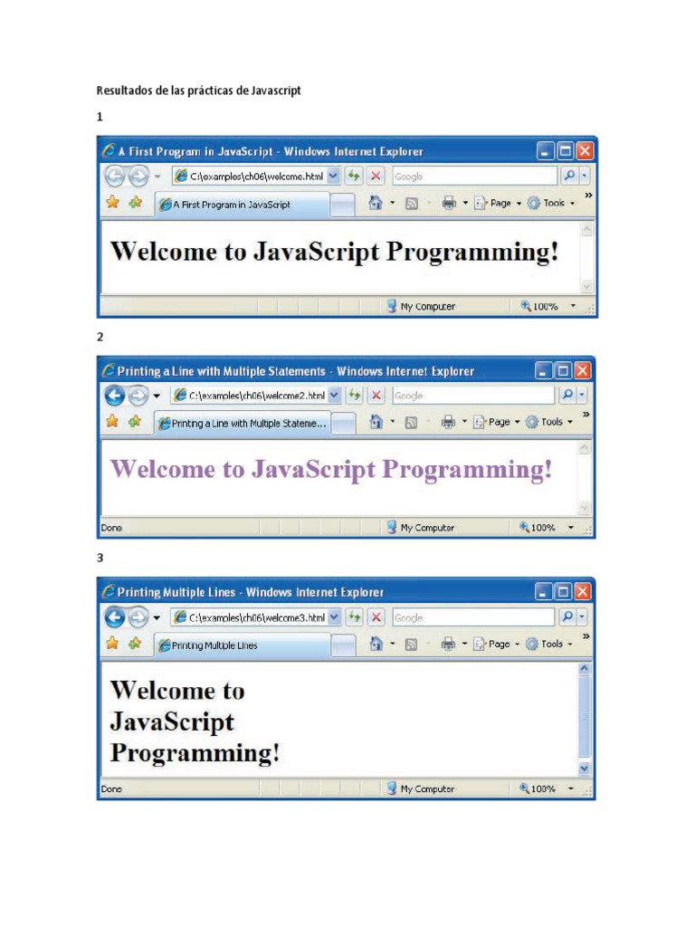 Resultados de Las Practicas de Javascript-1 | PDF