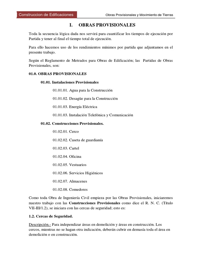 Obras Provisionales Pdf Demolicion Agua