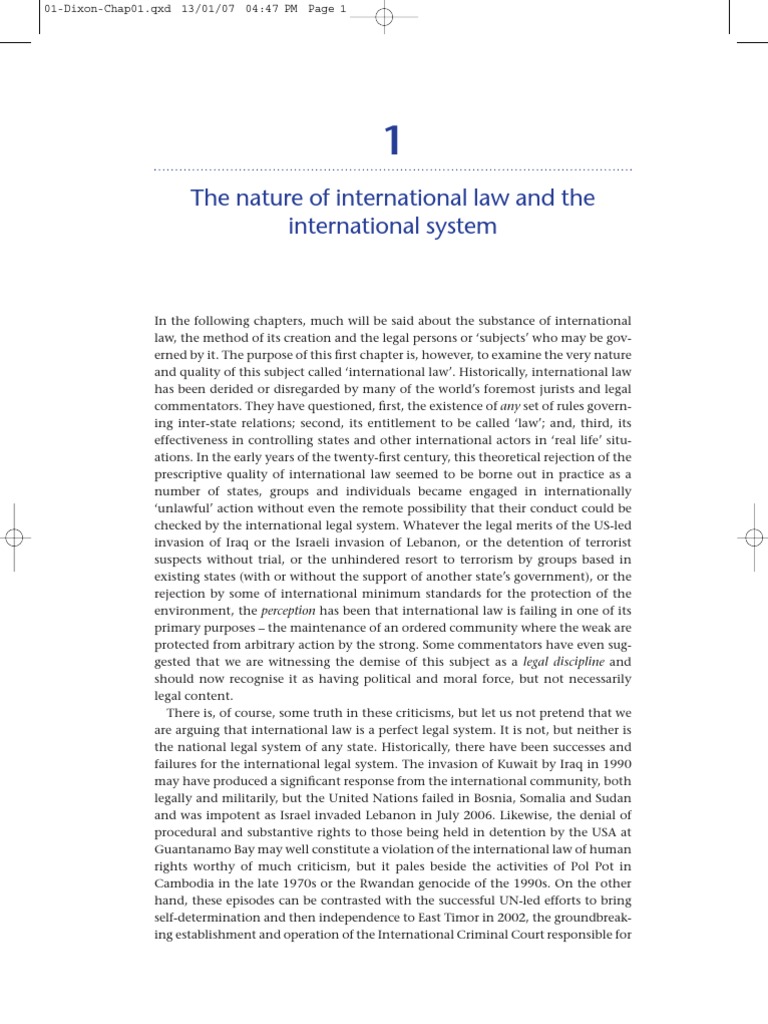 The Nature of International Law and The International System | PDF