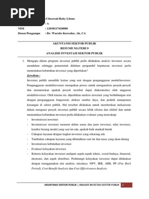 Soal Analisis Investasi Publik