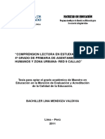 Comprensión Lectora en Estudiantes de 4° Grado de Primaria de Asentamientos Humanos y Zona Urbana Red #9 Callao PDF