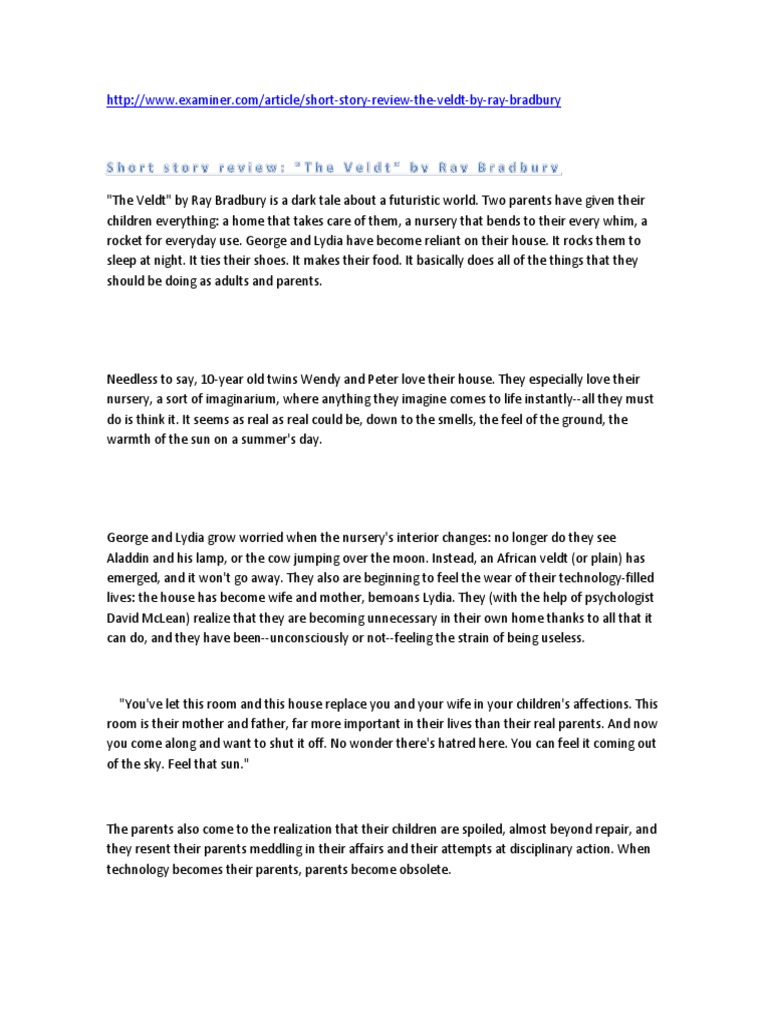 The Veldt Ray Bradbury PDF Nature