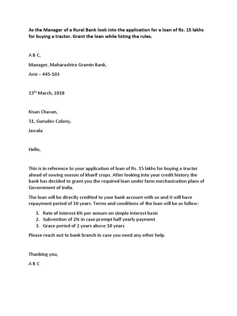 Tractor Loan Approval and Terms | PDF