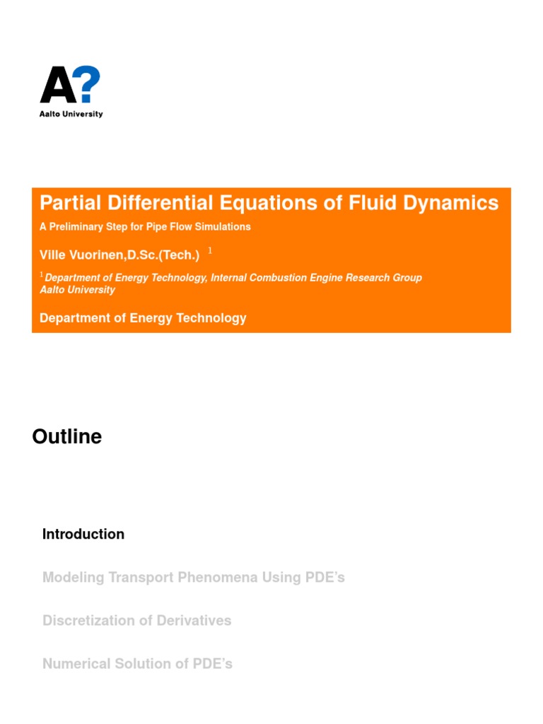 Partial Differential Equations of Fluid Dynamics PDF Partial