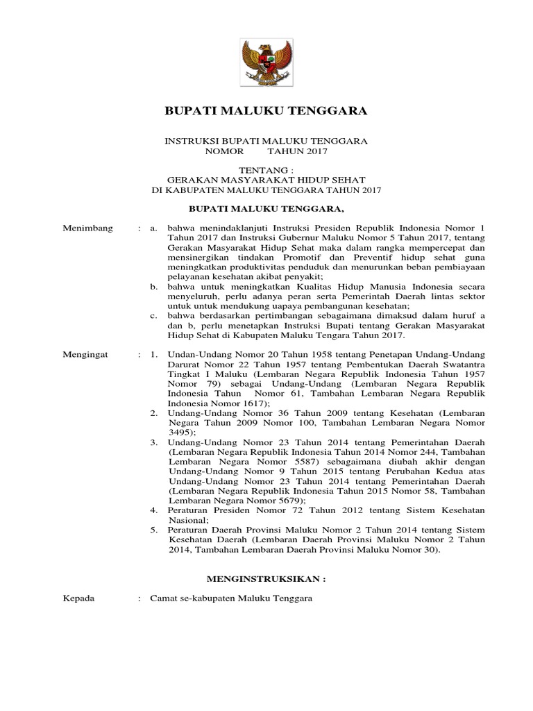 Instruksi Bupati Ttg Germas