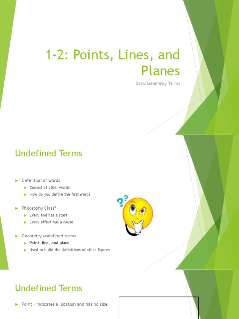 1-2: Points, Lines, and Planes: Basic Geometry Terms | PDF | Line ...
