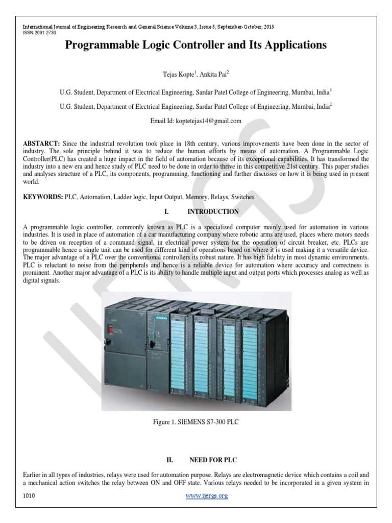 Programmable Logic Controller and Its Applications | PDF | Programmable ...