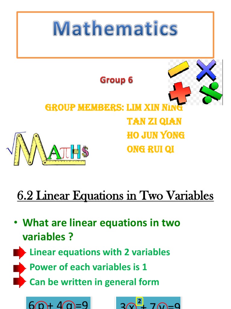 Maths Topic 6 Form 1 (Autosaved) | PDF | Equations | System Of Linear ...
